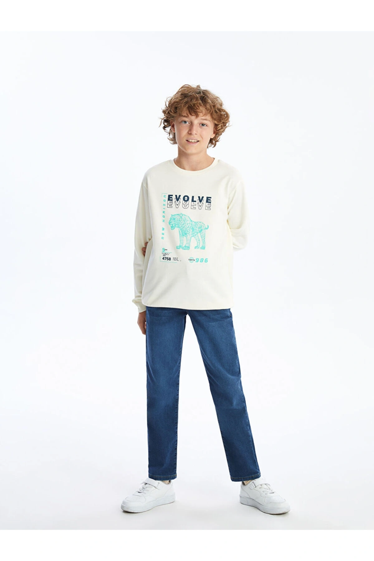 Bisiklet Yaka Erkek Çocuk Sweatshirt