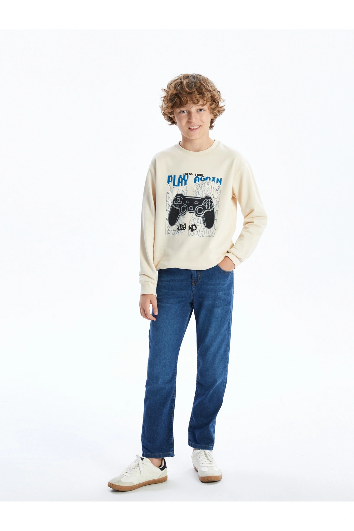 Bisiklet Yaka Erkek Çocuk Sweatshirt