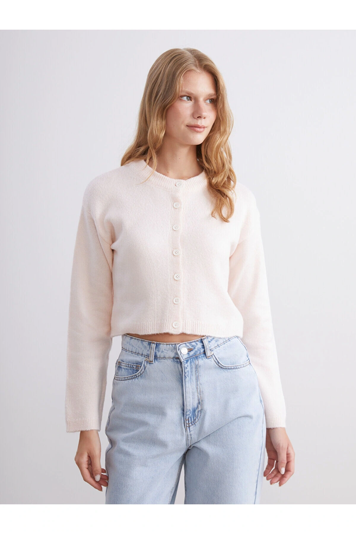 Bisiklet Yaka Kadın Triko Hırka