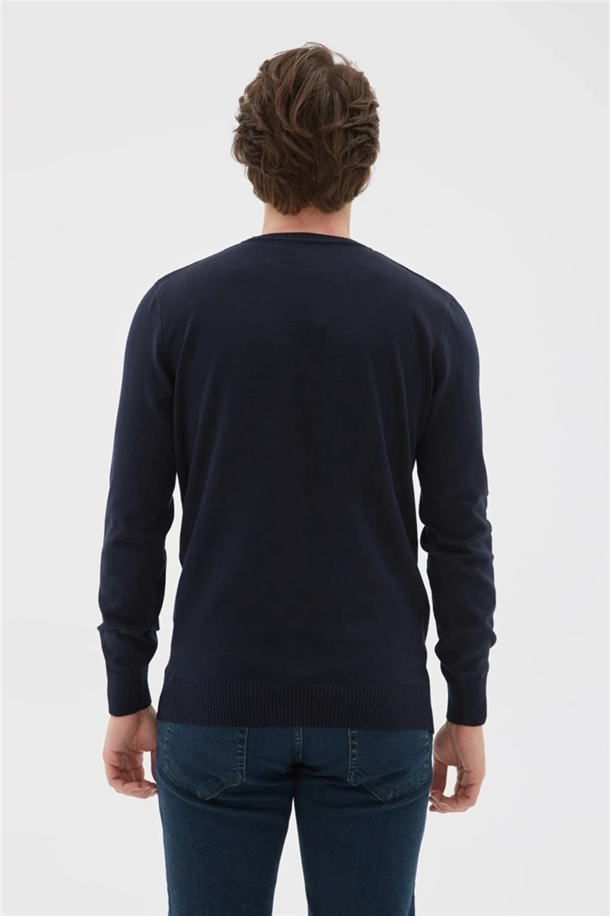 Bisiklet Yaka Kazak Lacivert / Navy