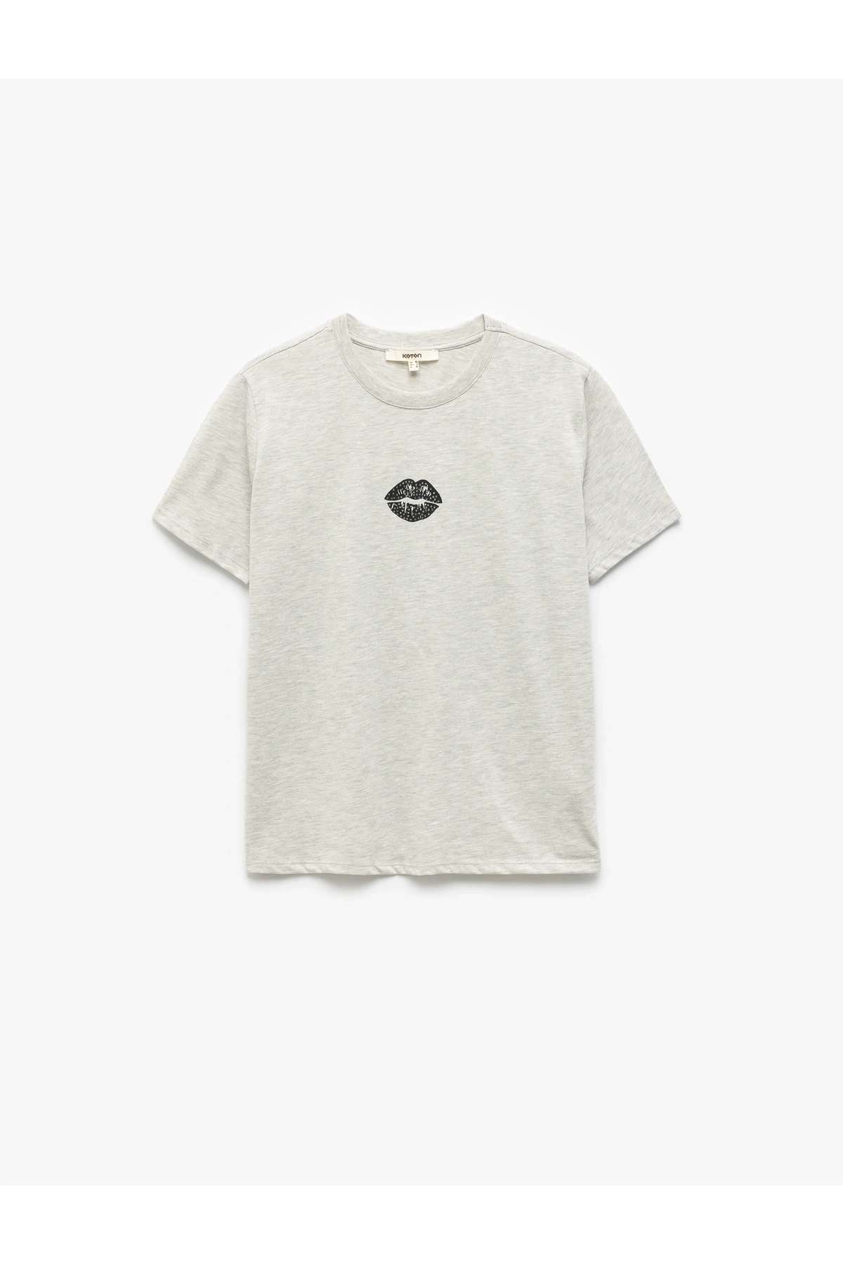 Bisiklet Yaka Kısa Kollu Baskılı Tişört