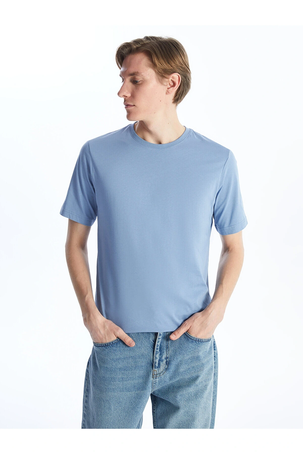 Bisiklet Yaka Kısa Kollu Penye Erkek Tişört