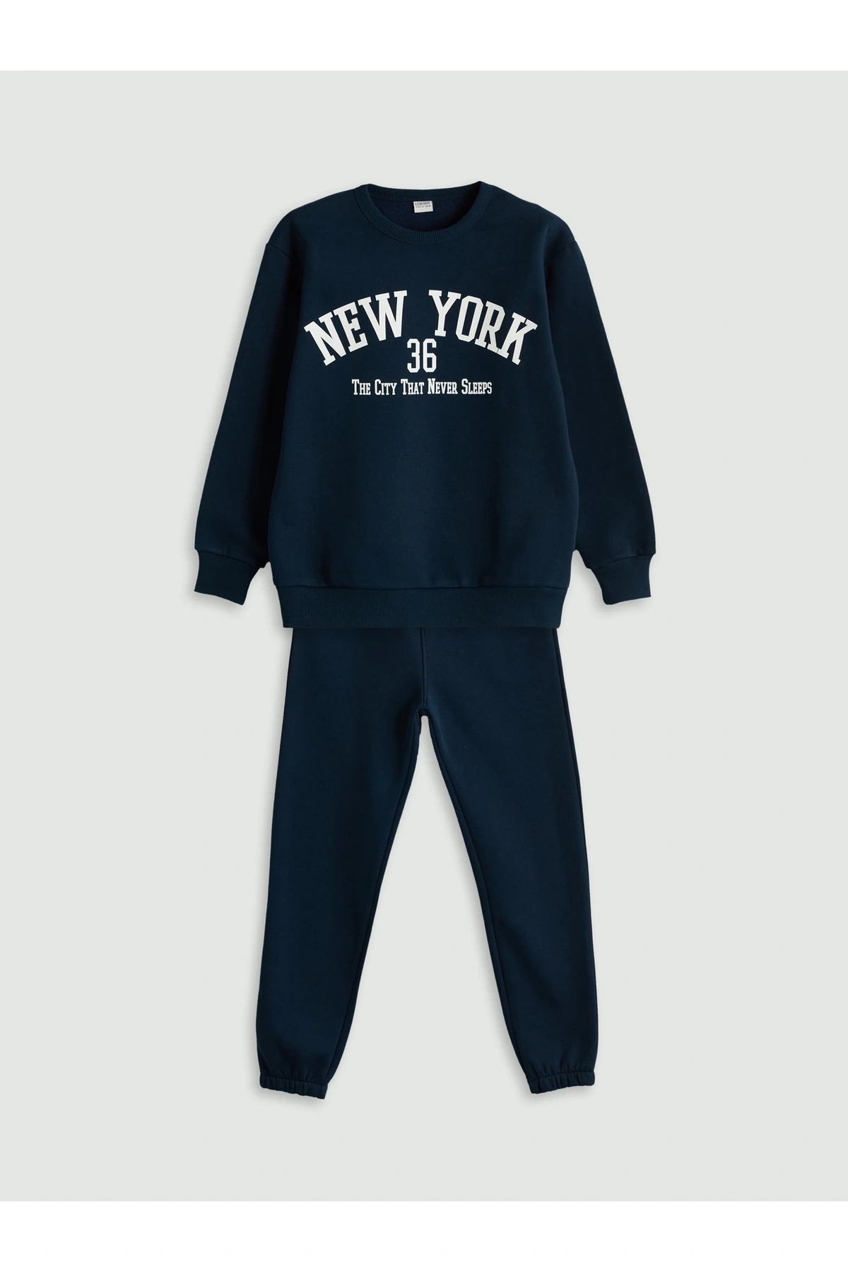 Bisiklet Yaka New York Baskılı Erkek Çocuk Eşofman Takımı