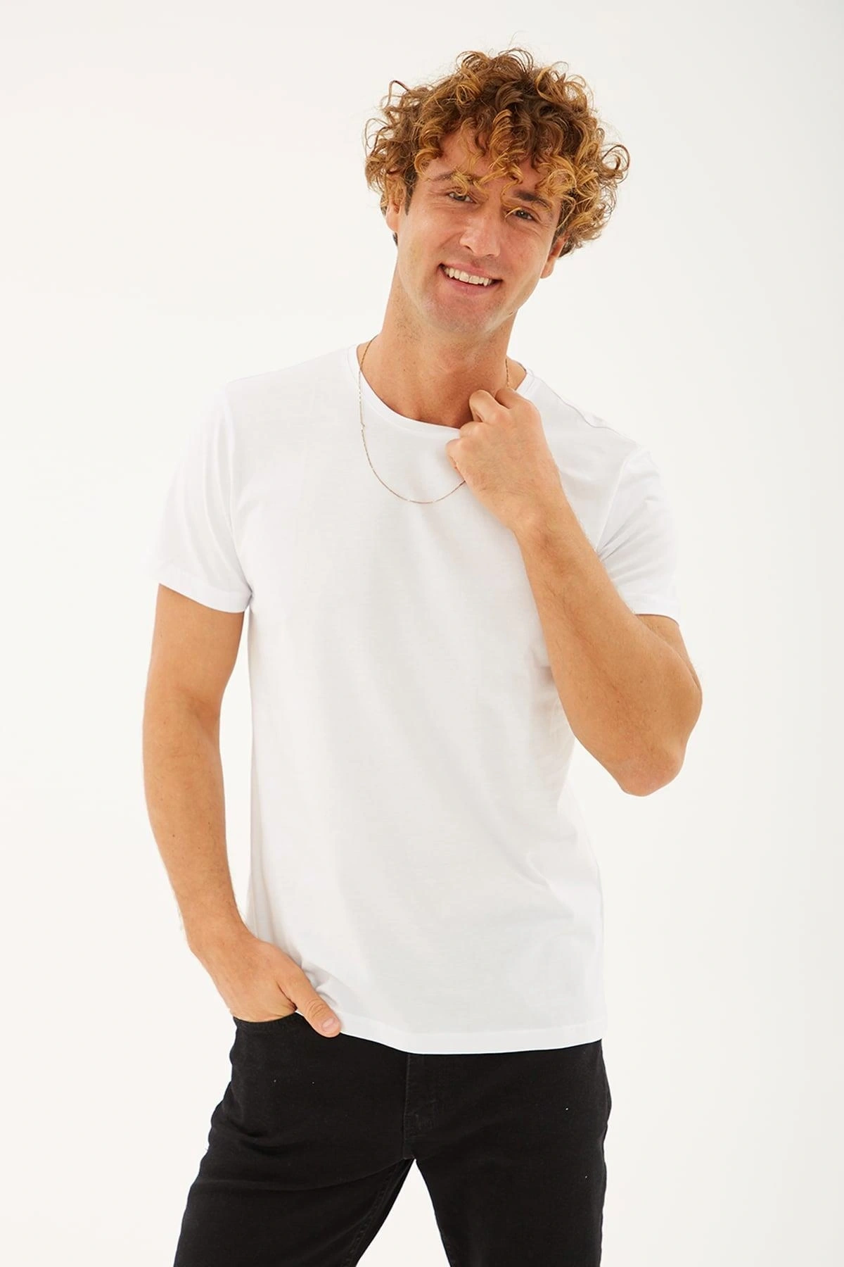 Bisiklet Yaka T-shirt Beyaz / White