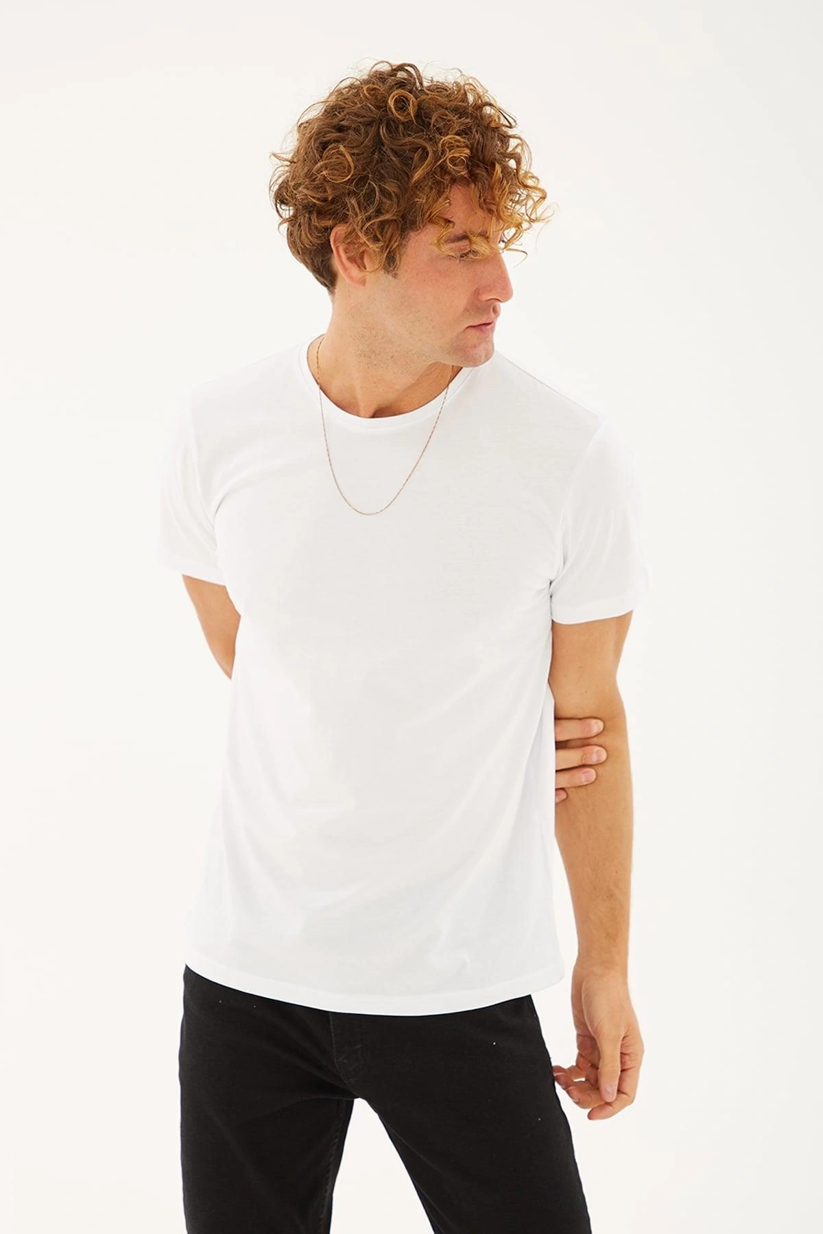 Bisiklet Yaka T-shirt Beyaz / White