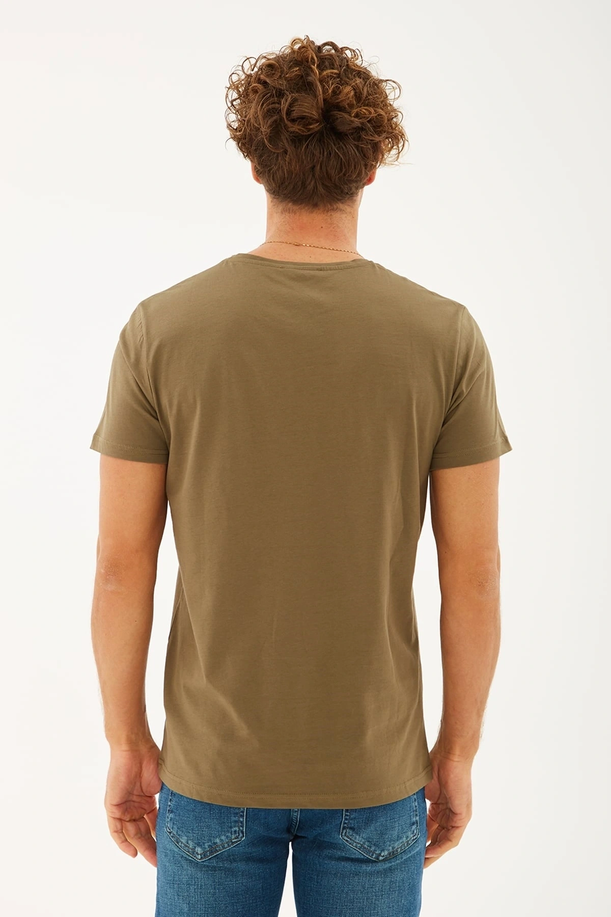 Bisiklet Yaka T-shirt Haki