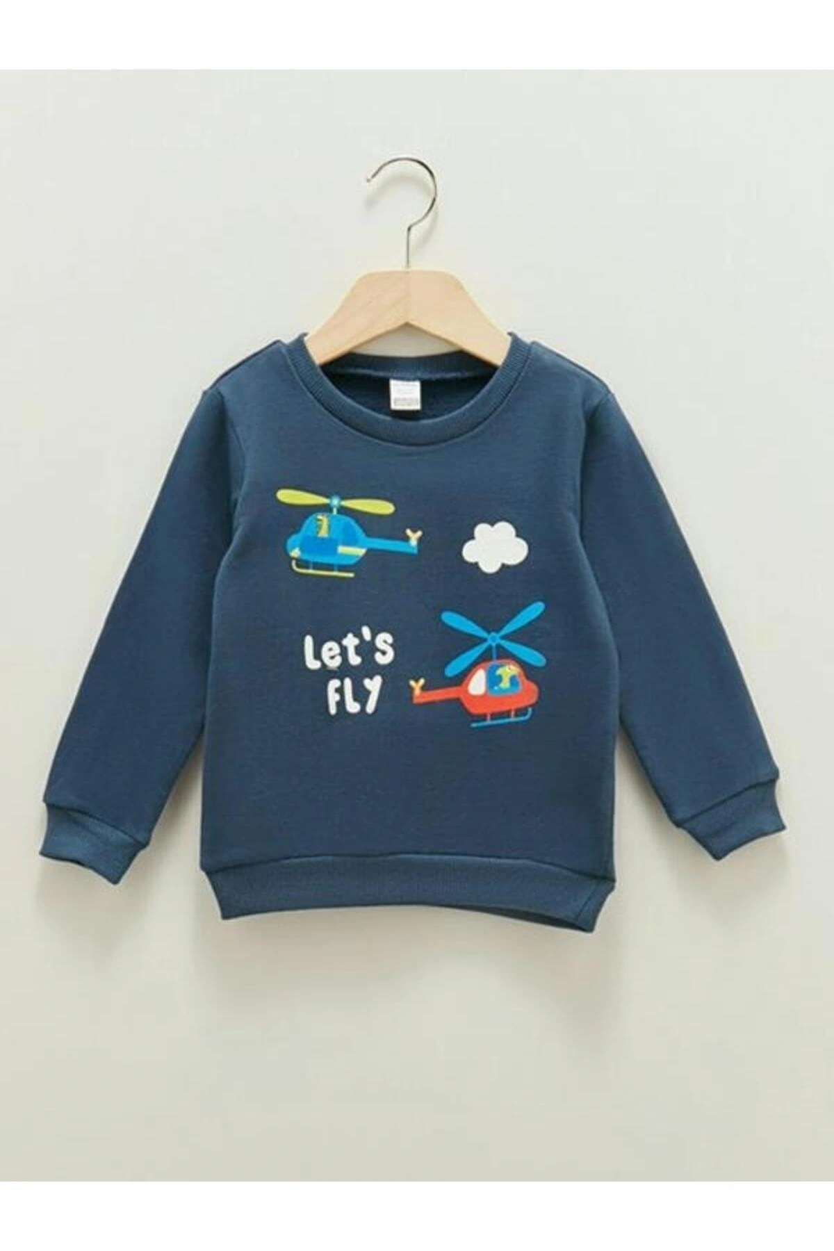 Bisiklet Yaka Uzun Kollu Baskılı Erkek Bebek Sweatshirt