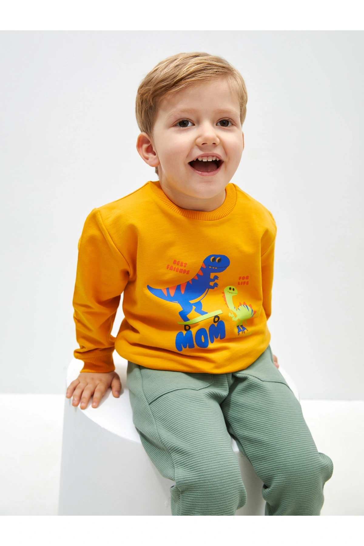Bisiklet Yaka Uzun Kollu Baskılı Erkek Bebek Sweatshirt