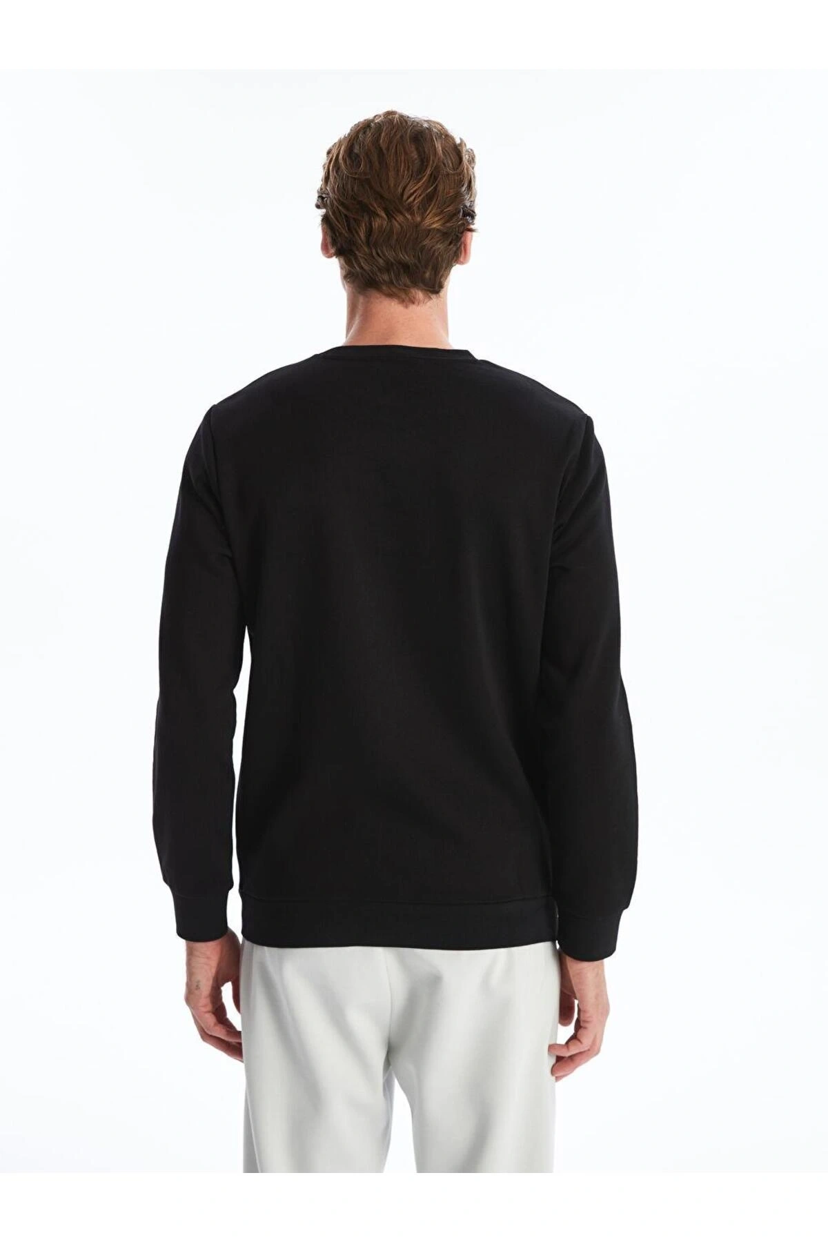 Bisiklet Yaka Uzun Kollu Erkek Kalın Sweatshirt (W4)