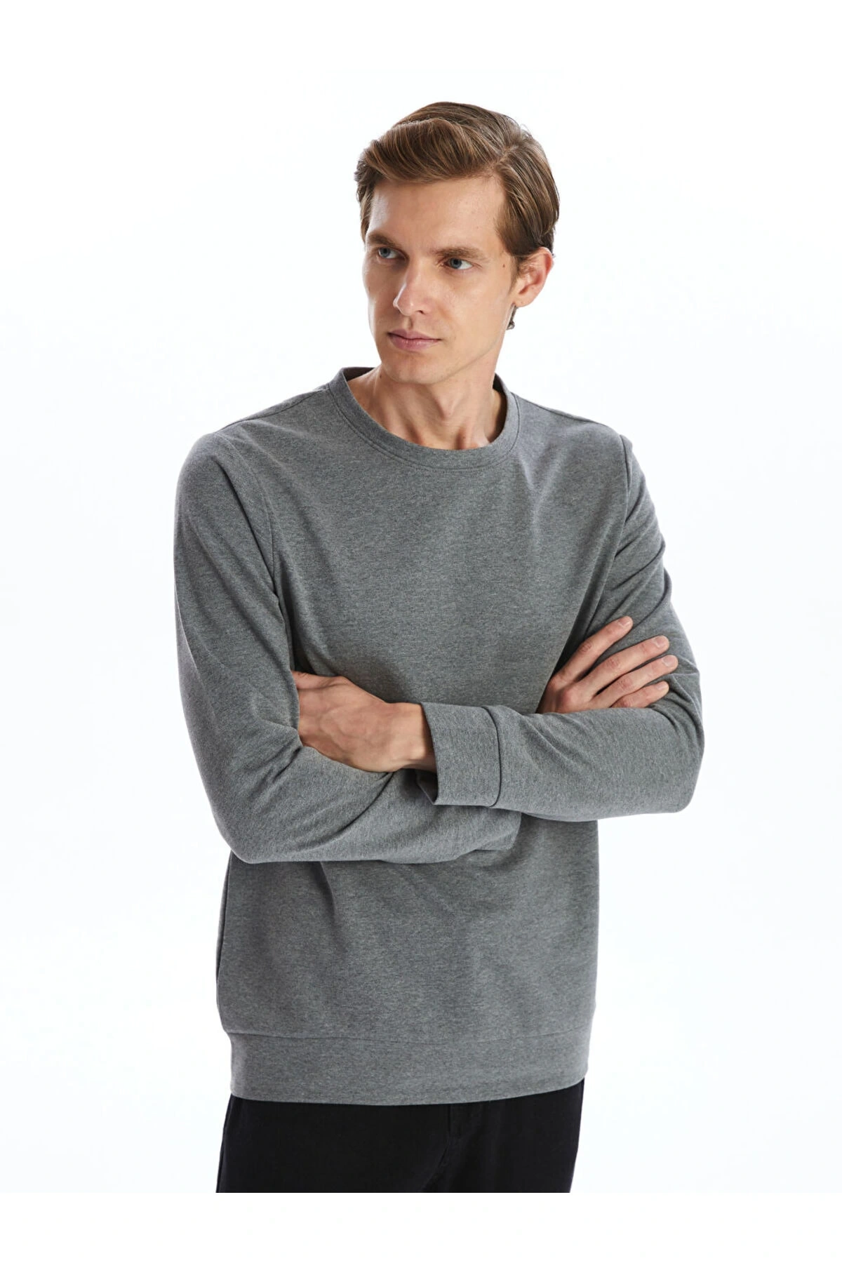 Bisiklet Yaka Uzun Kollu Erkek Sweatshirt