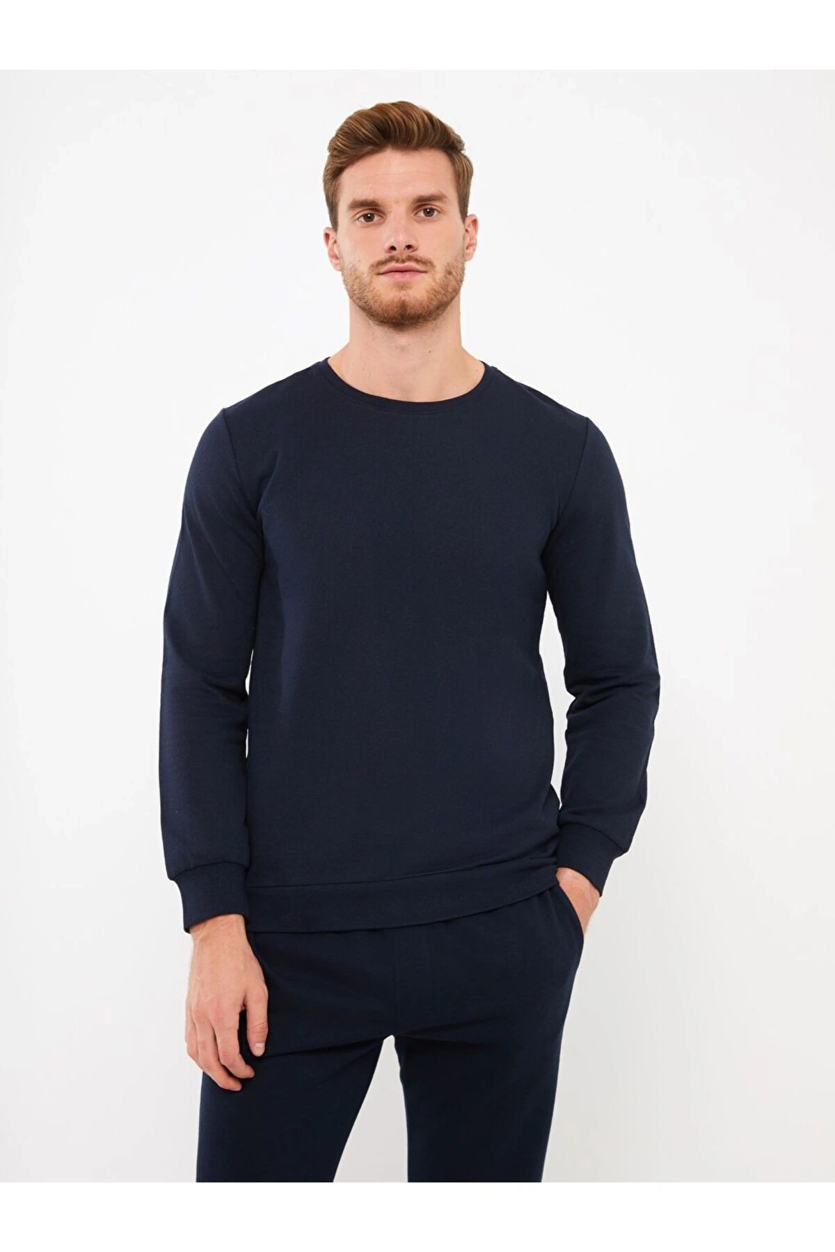 Bisiklet Yaka Uzun Kollu Erkek Sweatshirt