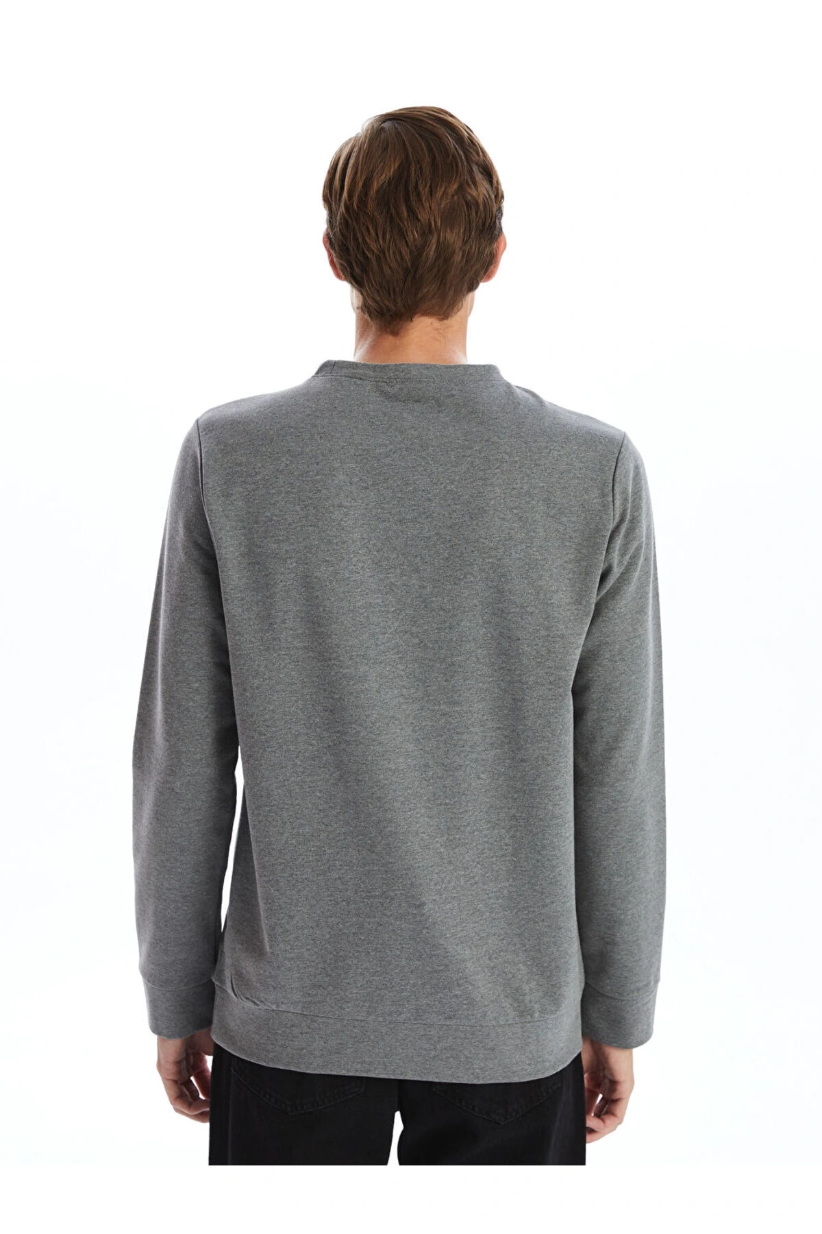 Bisiklet Yaka Uzun Kollu Erkek Sweatshirt