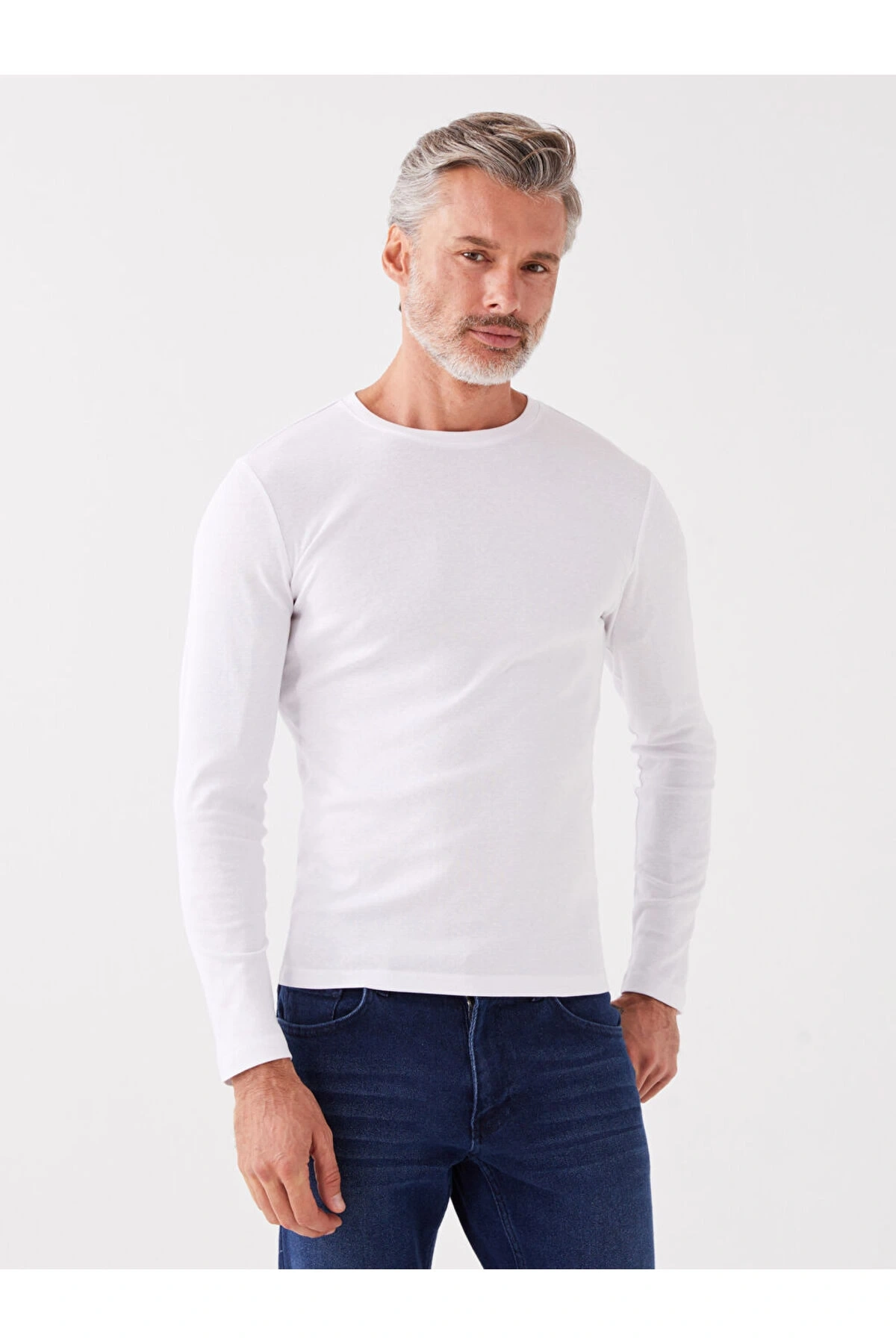 Bisiklet Yaka Uzun Kollu Erkek Sweatshirt - W31628Z8