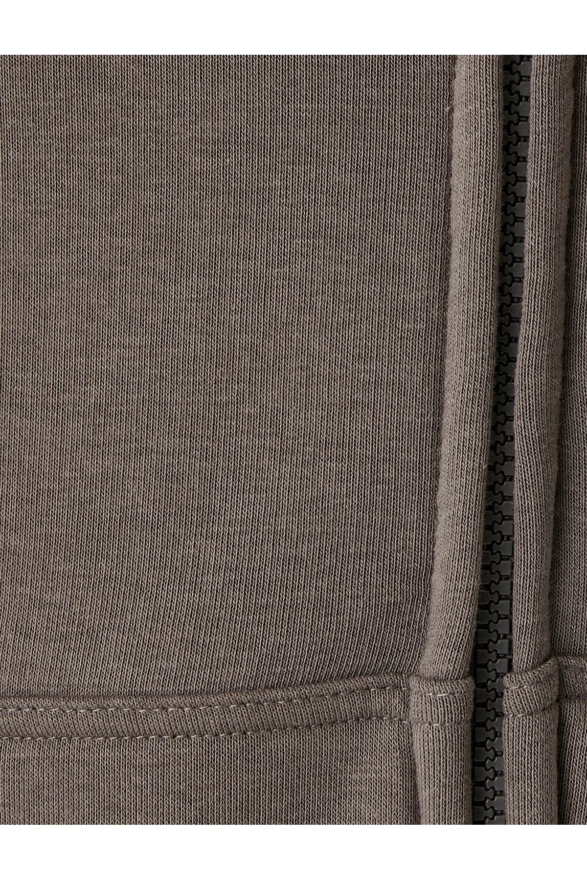 Cep Detaylı Şardonlu Fermuarlı Pamuklu Basic Kapşonlu Sweatshirt