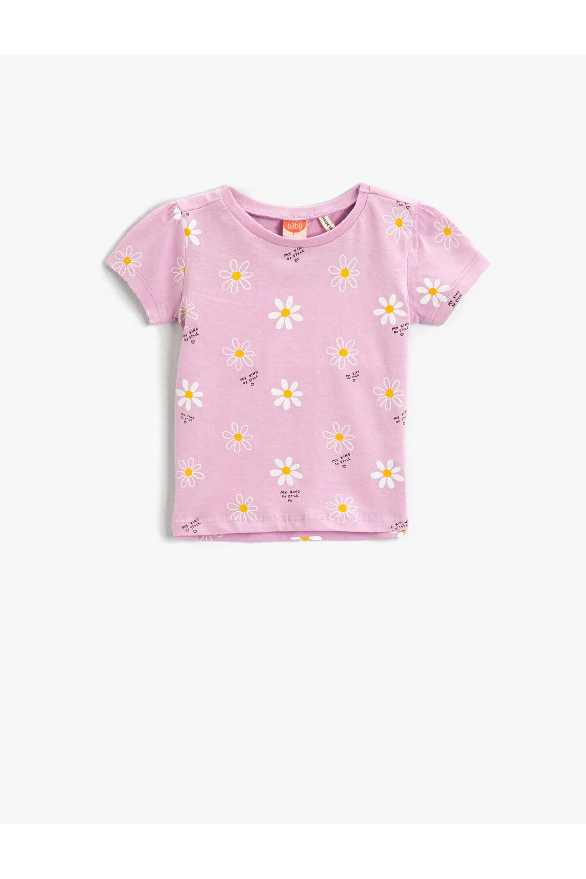 Çiçek Baskılı Kısa Kollu Tişört