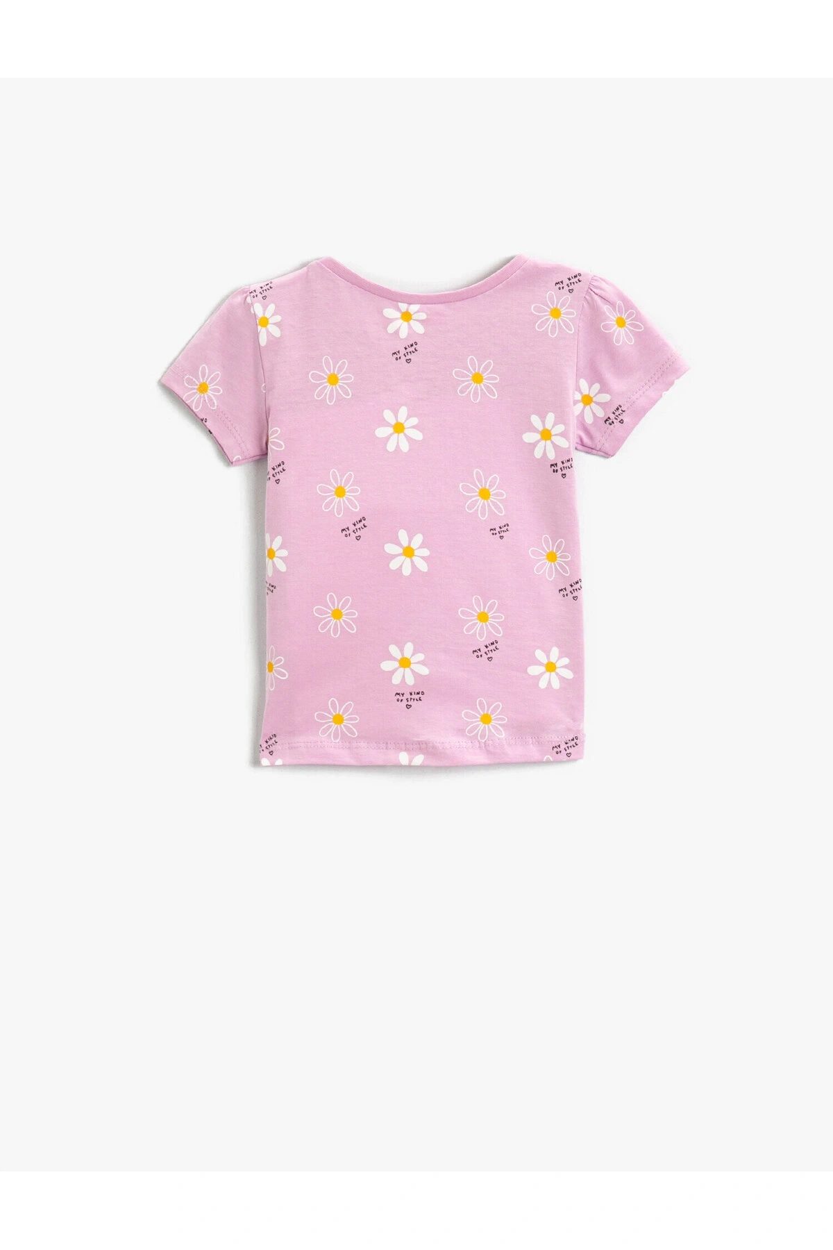 Çiçek Baskılı Kısa Kollu Tişört