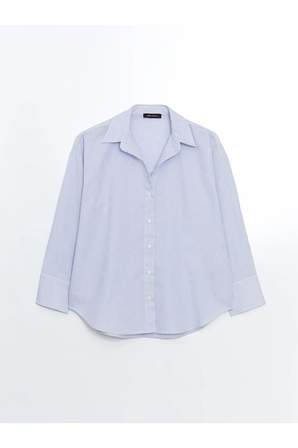 Cizgili Oversize Oxford Kadin Gomlek