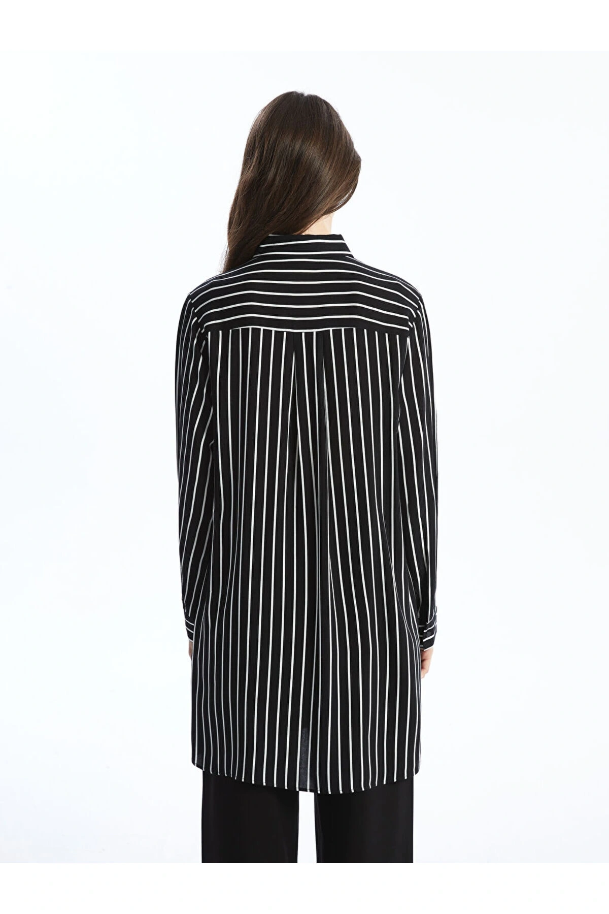 Cizgili Poplin Kadin Gomlek Tunik - S5G059Z8