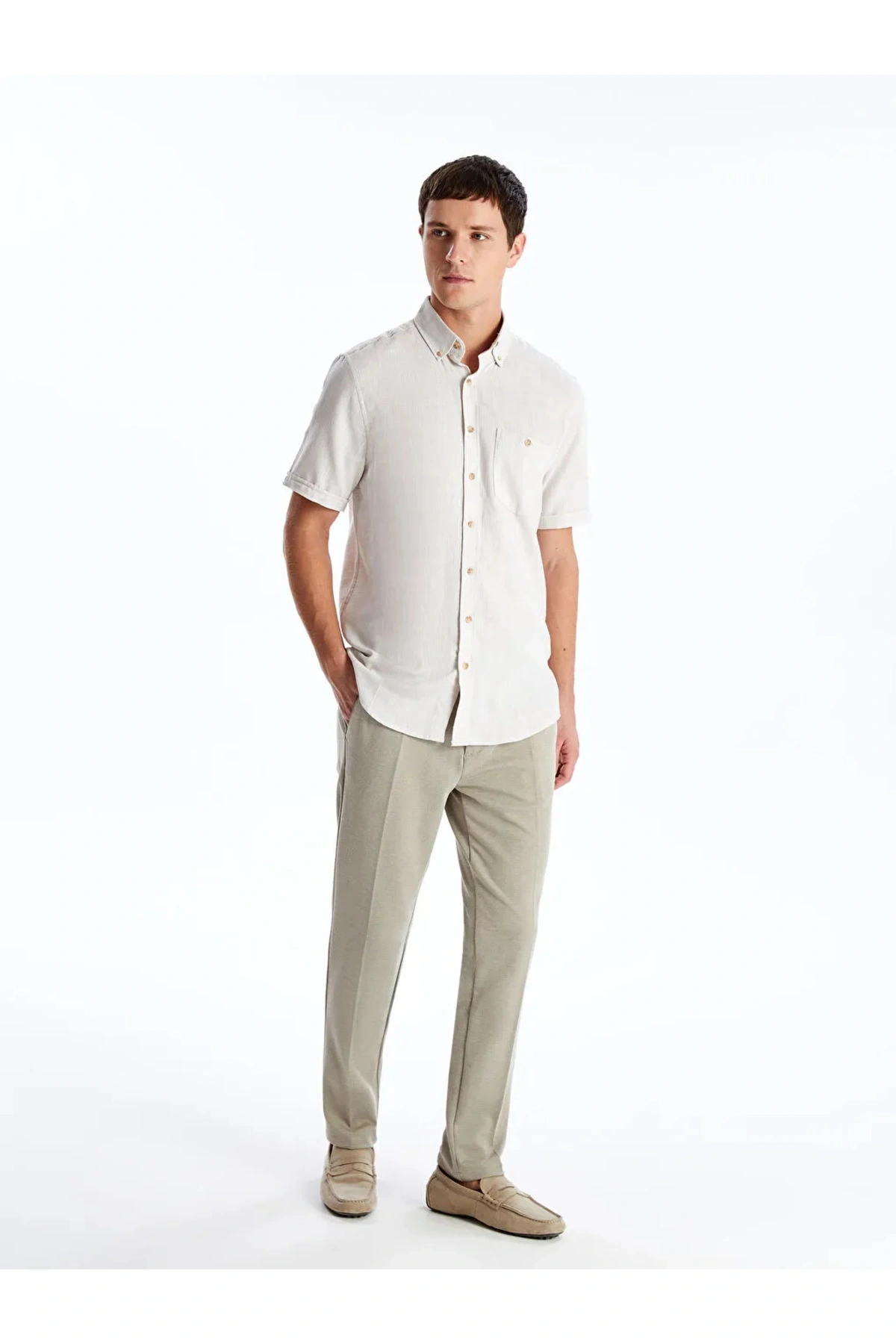 Classic Bej Slim Fit Erkek Pantolon