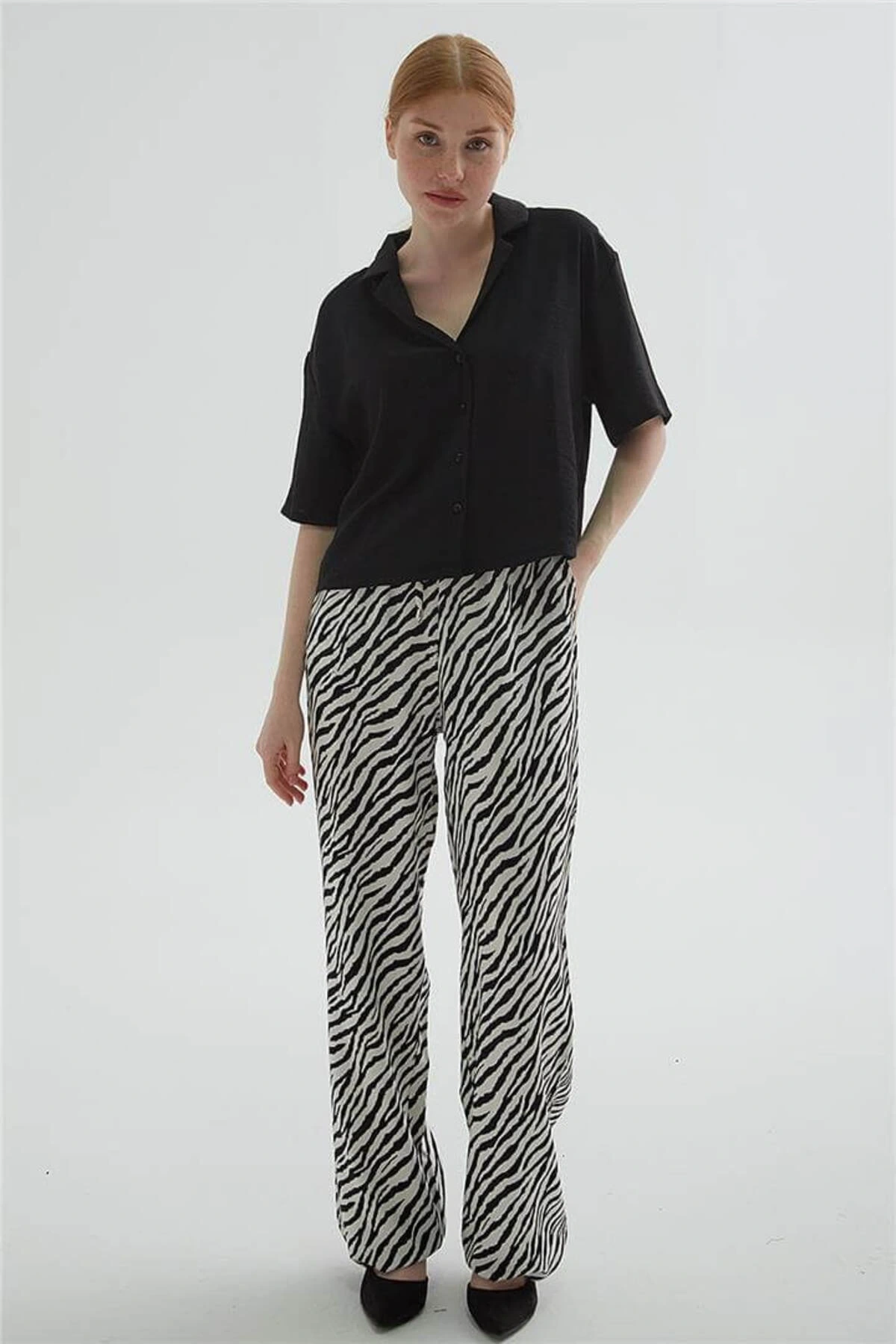 Desenli Pantolon Siyah