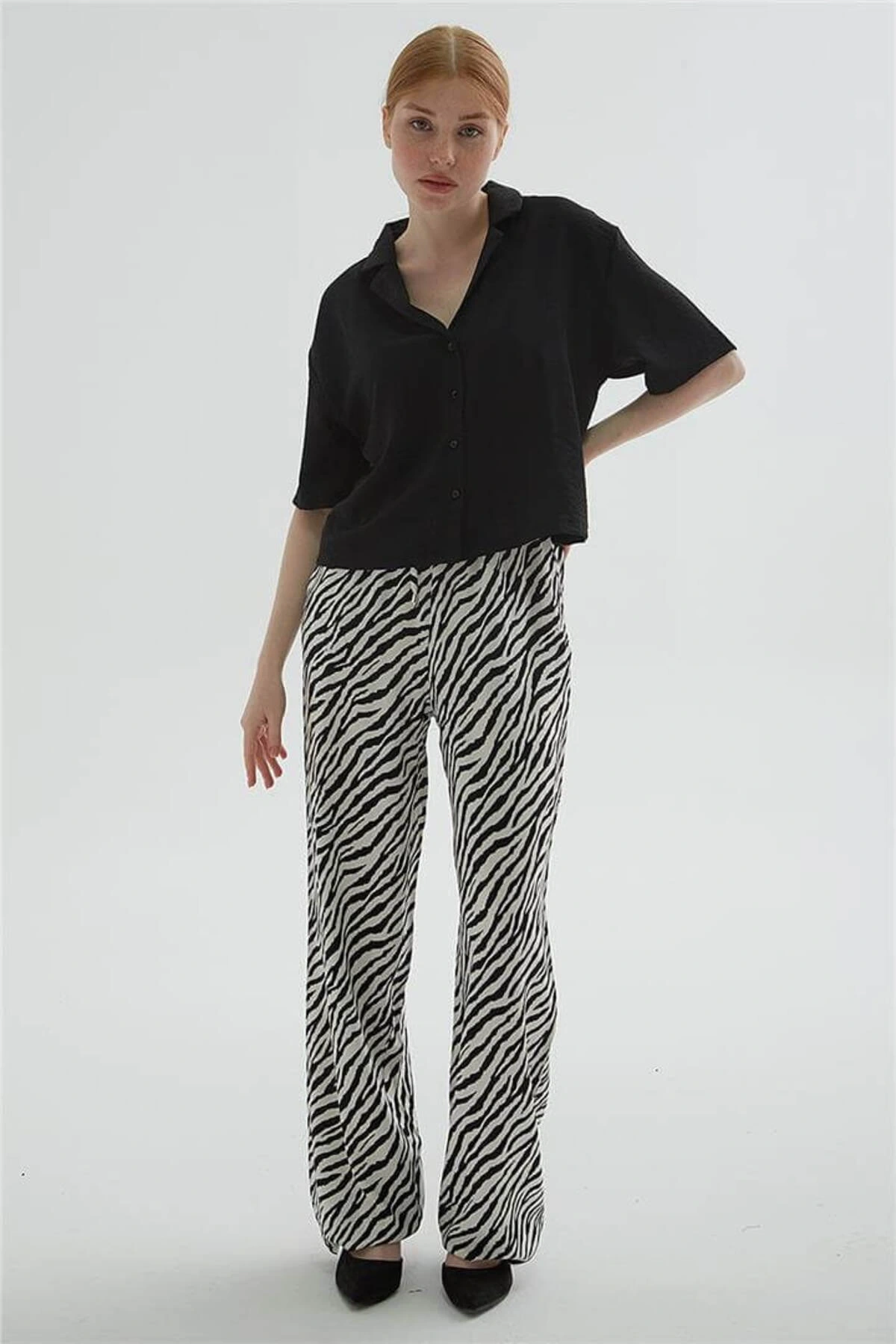 Desenli Pantolon Siyah