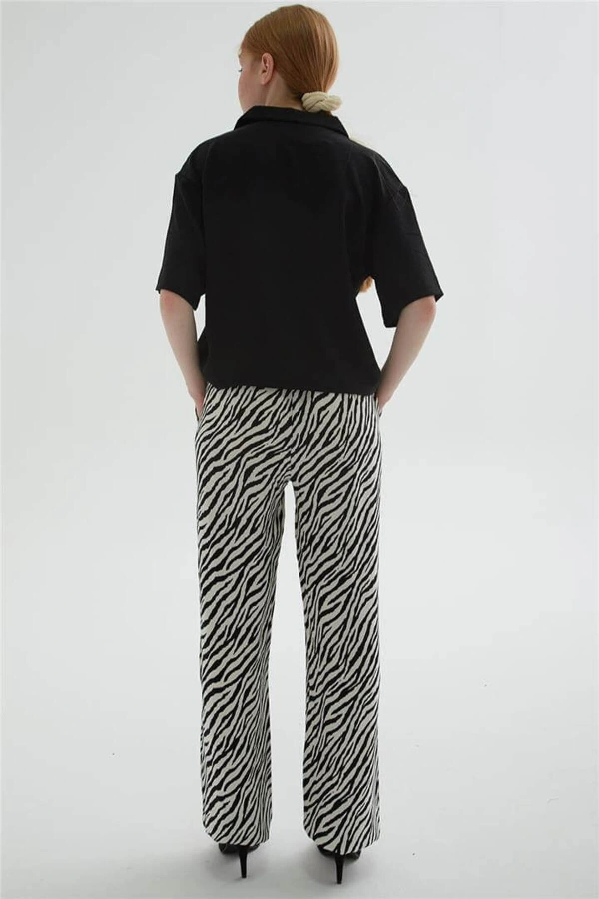 Desenli Pantolon Siyah