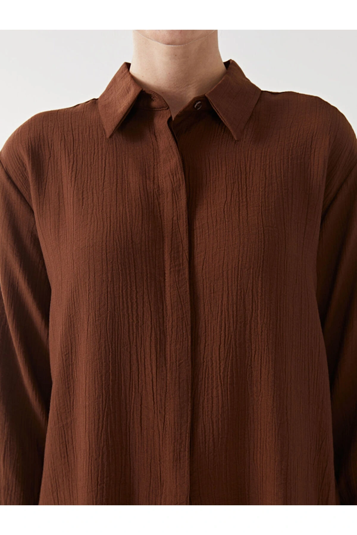 Dokulu Krinkle Kadın Gömlek Tunik