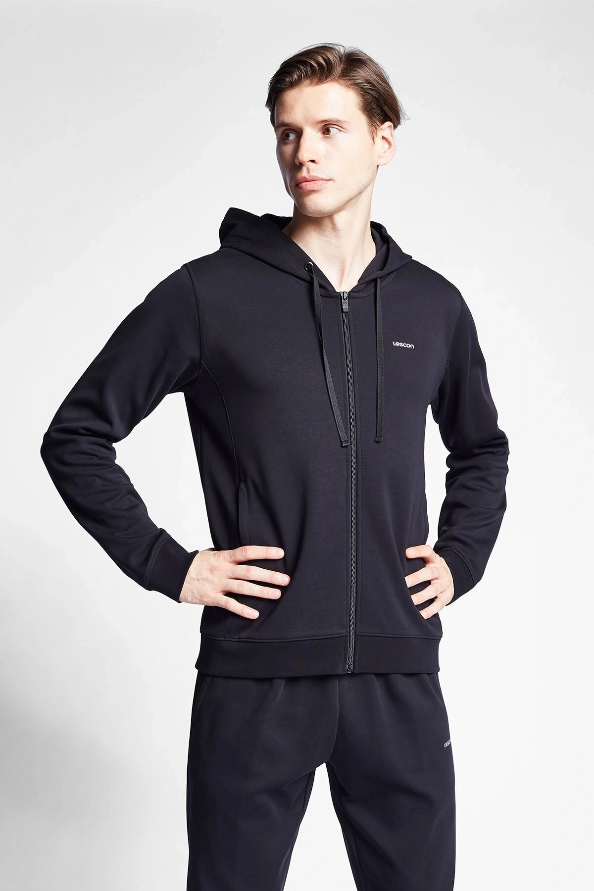 Erkek Fermuarlı Kapüşonlu Sweatshirt 24s-1241-24b