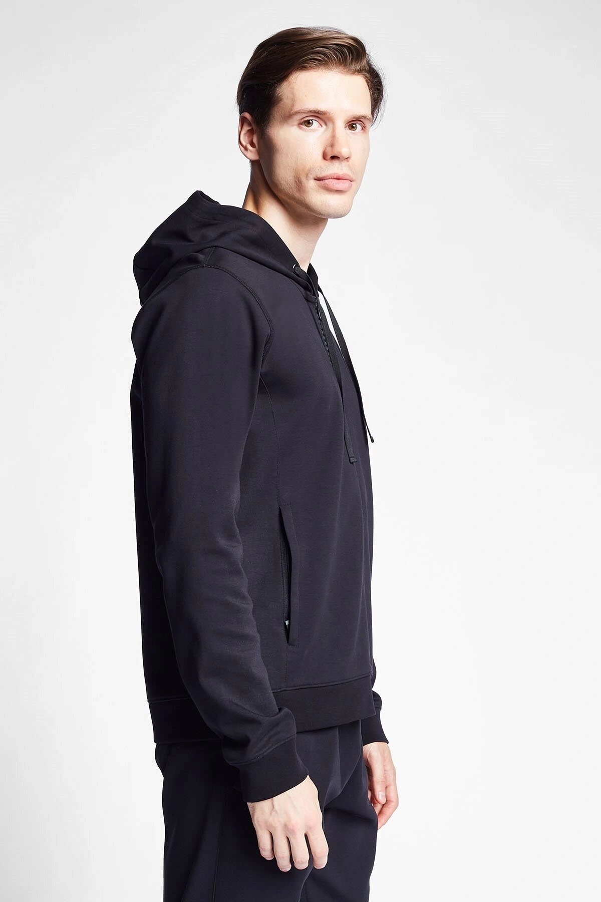 Erkek Fermuarlı Kapüşonlu Sweatshirt 24s-1241-24b