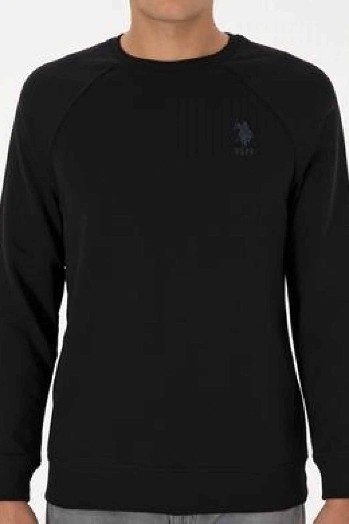 Erkek Regular Fit Bisiklet Yaka Siyah Basic Sweatshirt
