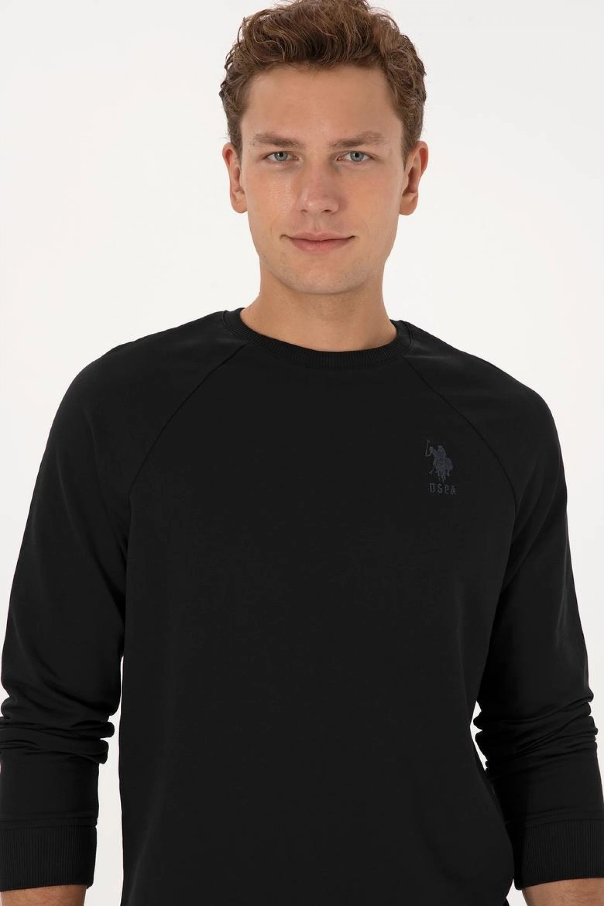 Erkek Regular Fit Bisiklet Yaka Siyah Basic Sweatshirt
