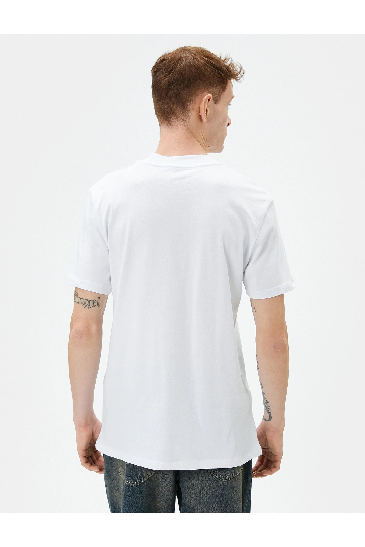 Erkek T-shirt 4sam10085hk Beyaz