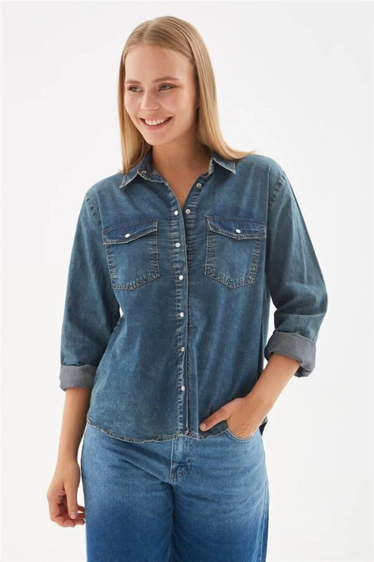 Fashion Friends Denim Gömlek Mavi
