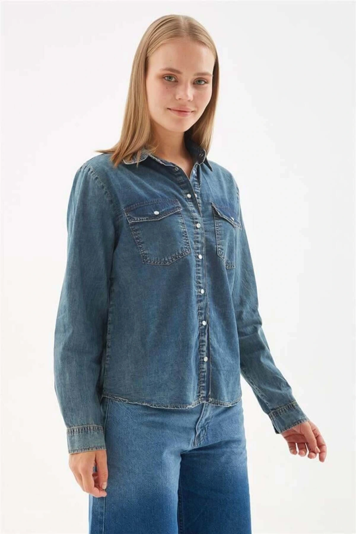 Fashion Friends Denim Gömlek Mavi