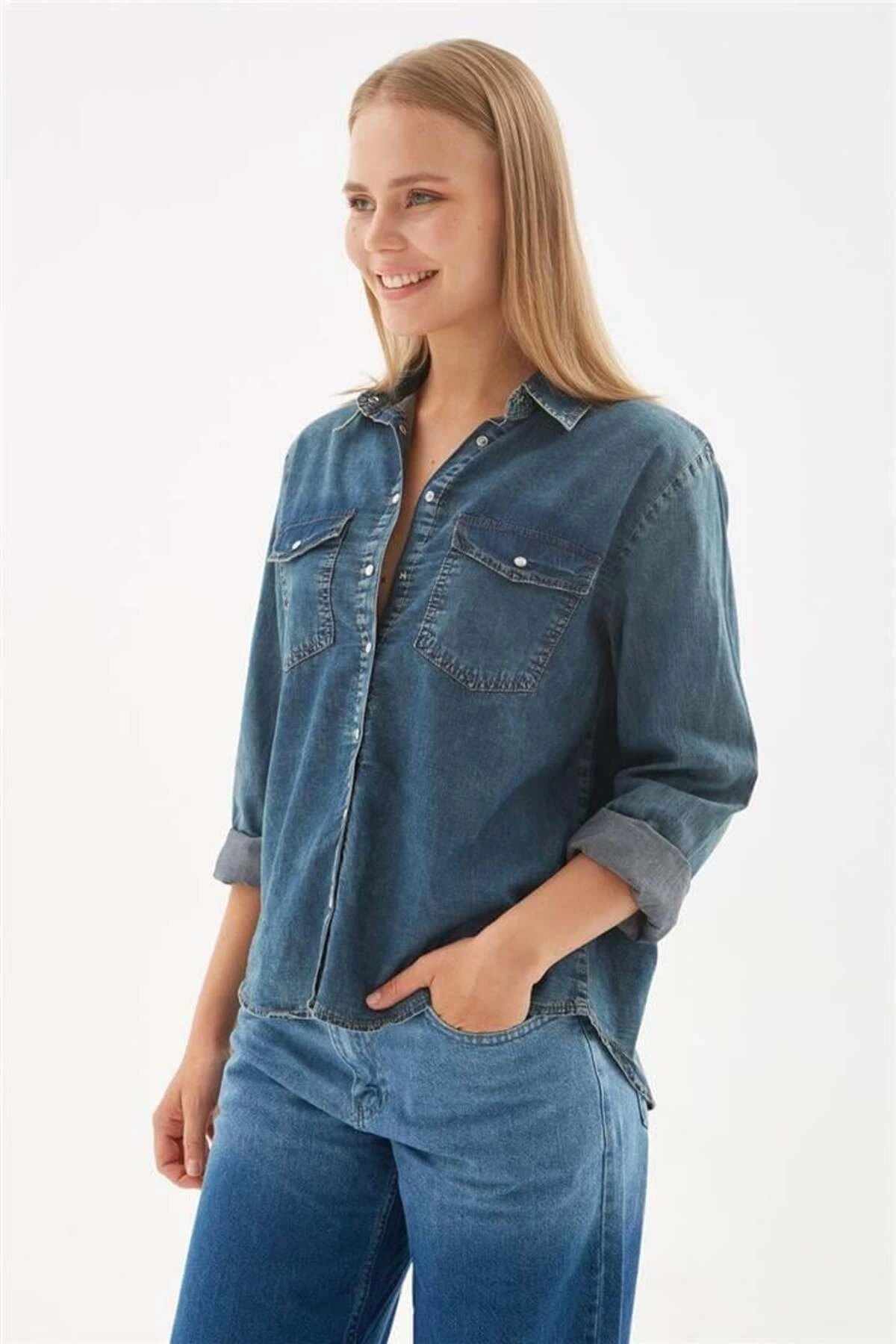 Fashion Friends Denim Gömlek Mavi