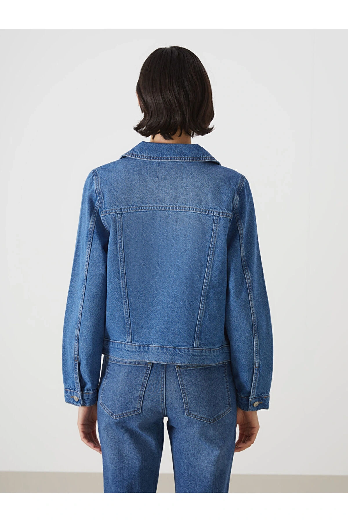 Gomlek Yaka Kadin Jean Ceket