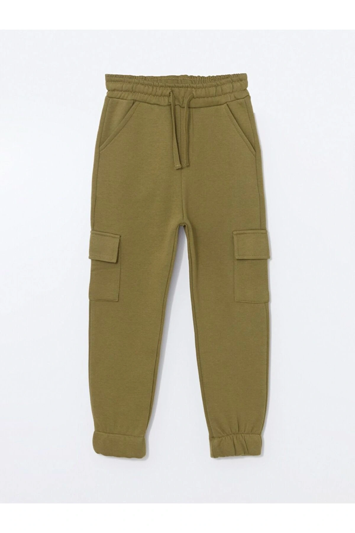 Haki Beli Lastikli Kalın Basic Erkek Çocuk Jogger Eşofman Altı