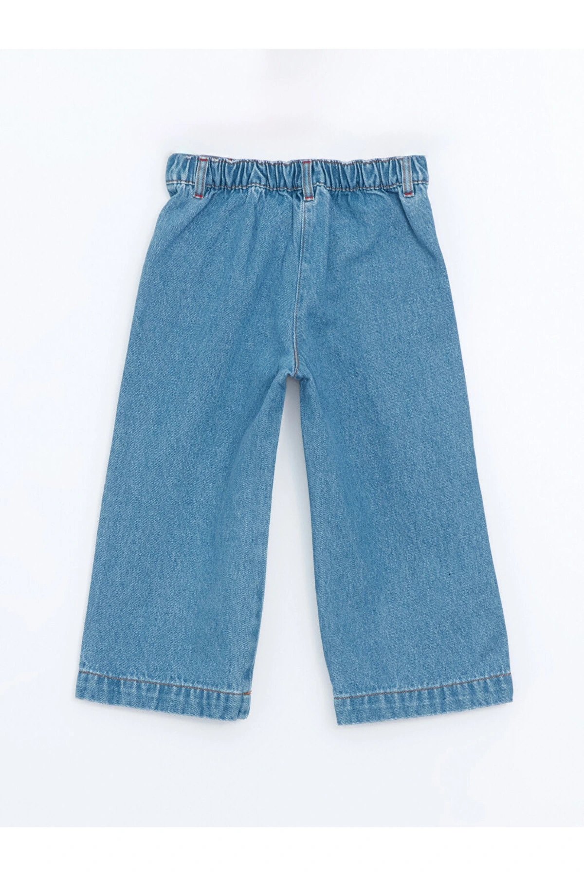 İndigo Beli Lastikli Kız Çocuk Jean Pantolon