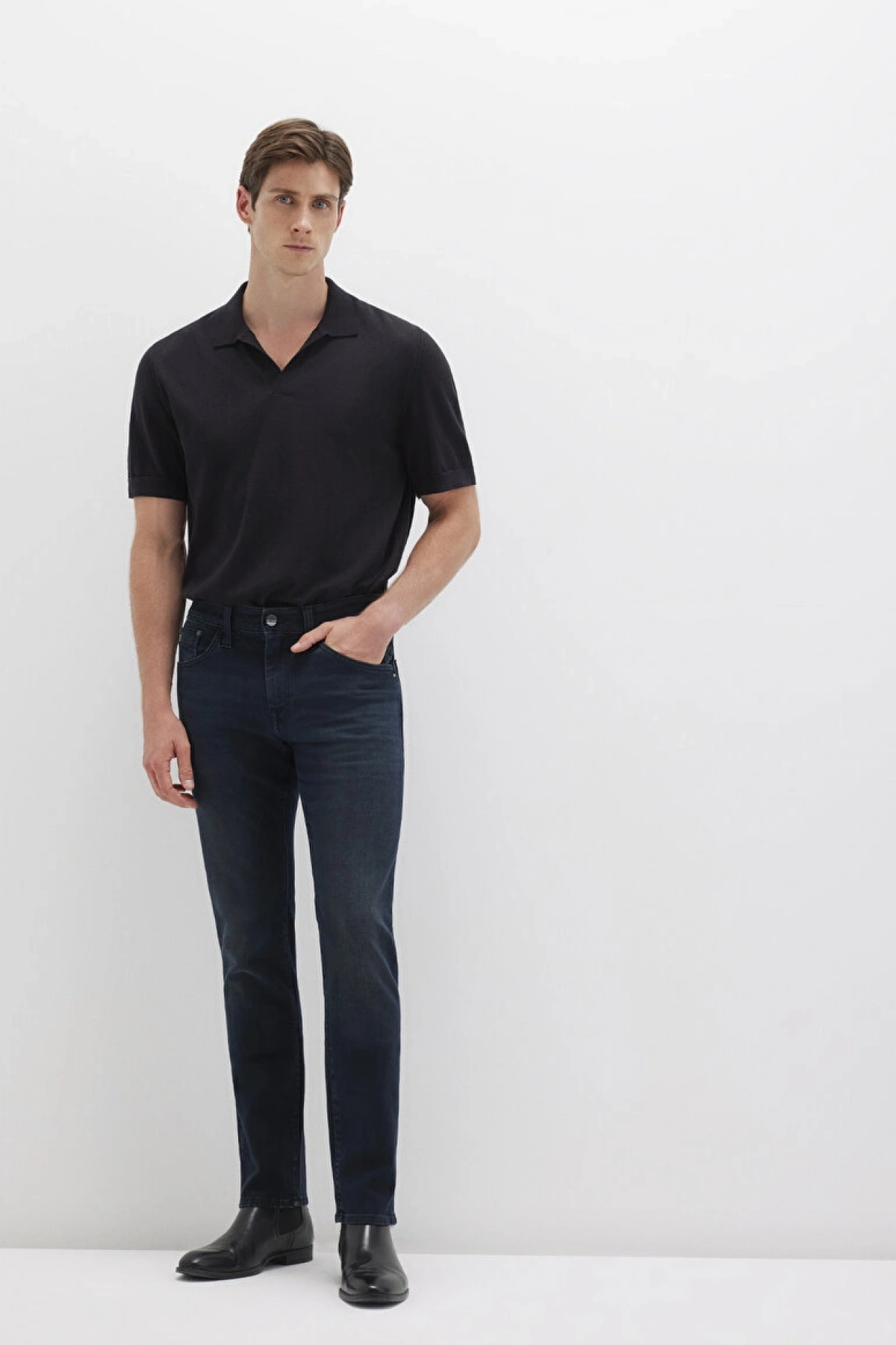 Jake Mavi Black Puslu Gece Mavisi Jean Pantolon