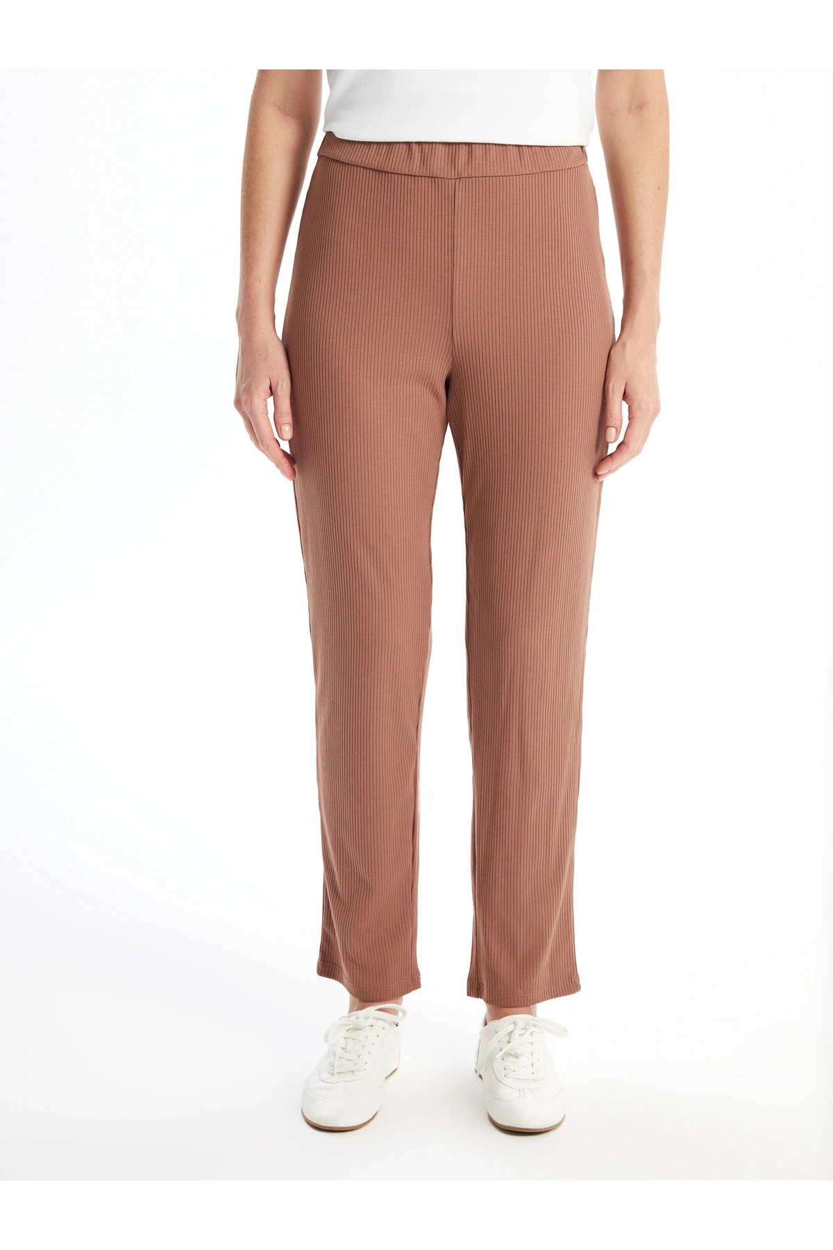 Kadın Beli Lastikli Düz Pantolon