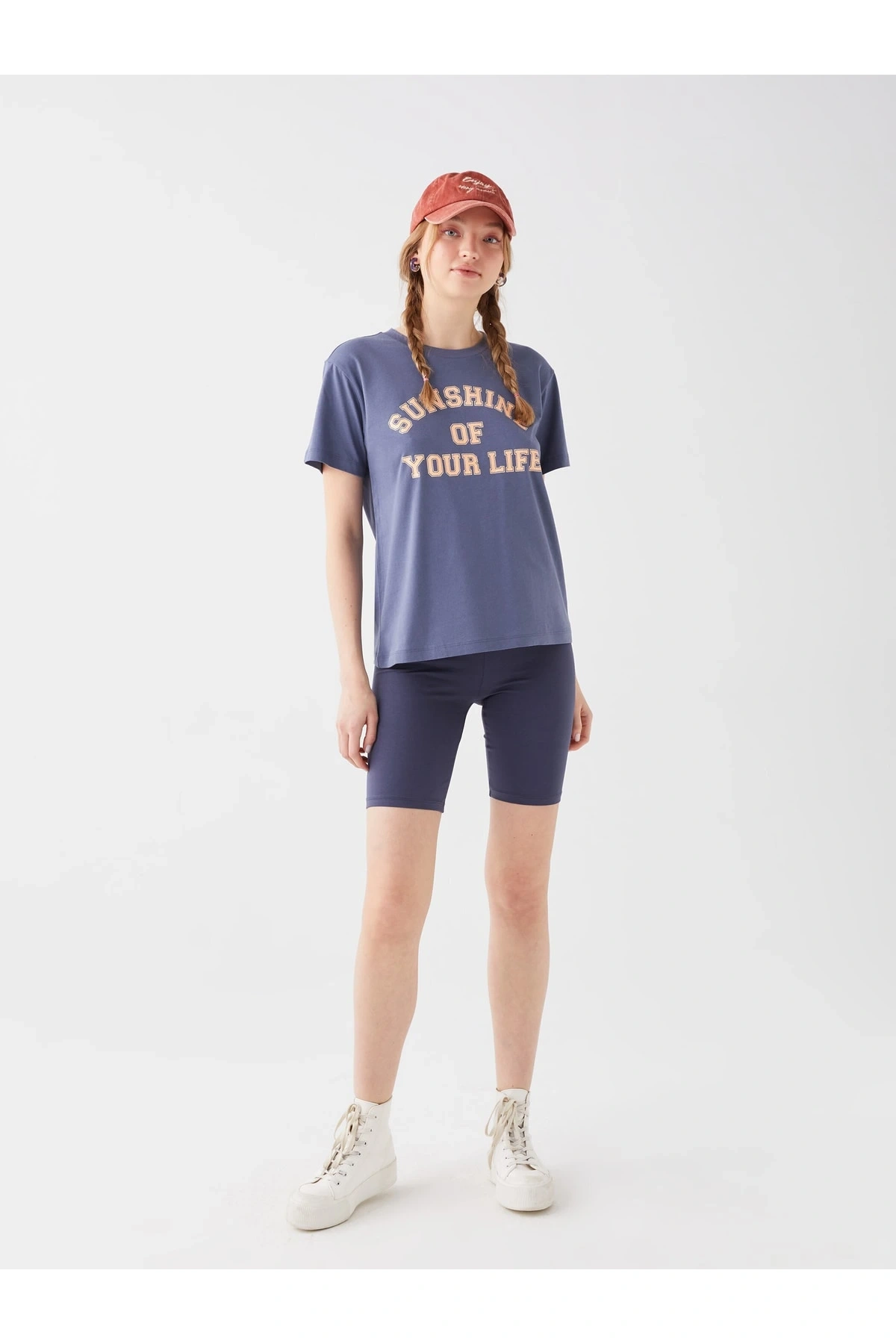 Kadın Beli Lastikli Düz Tayt