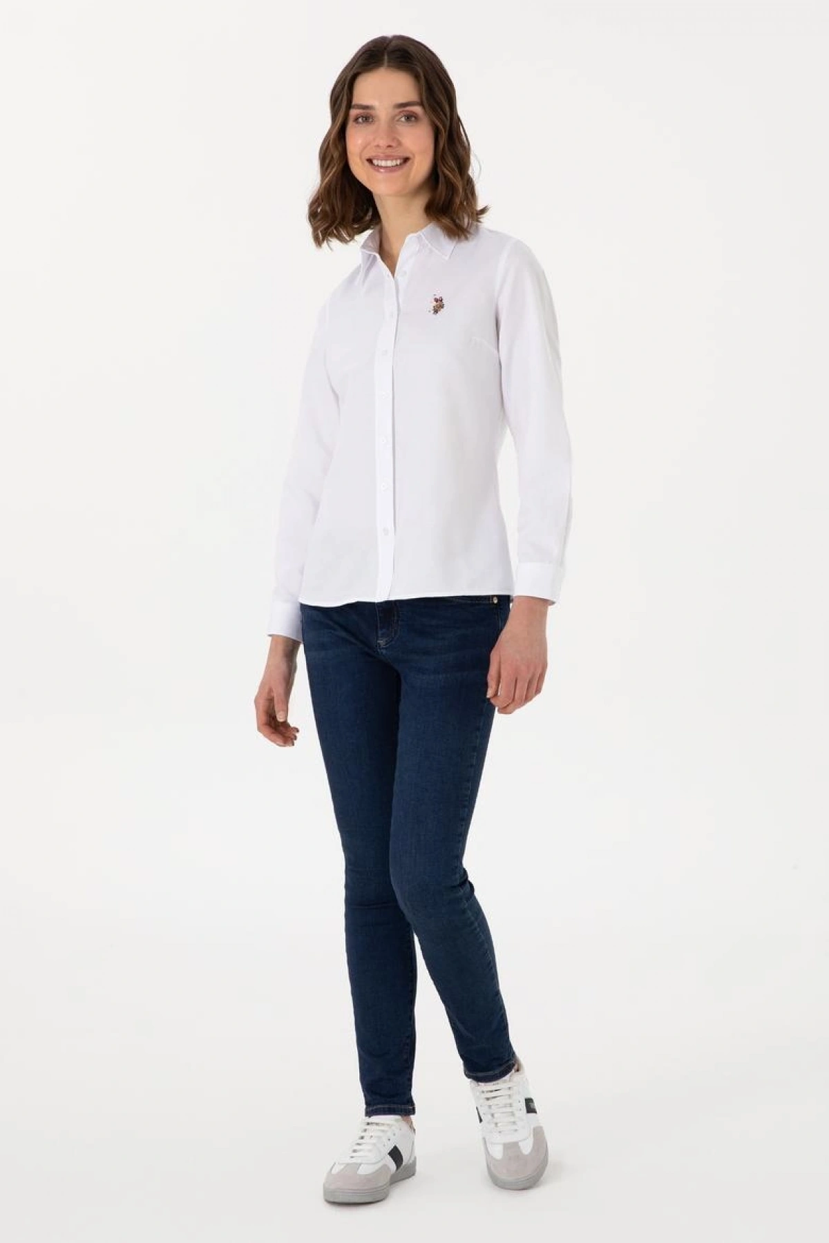 Kadın Beyaz Uzun Kollu Basic Gömlek