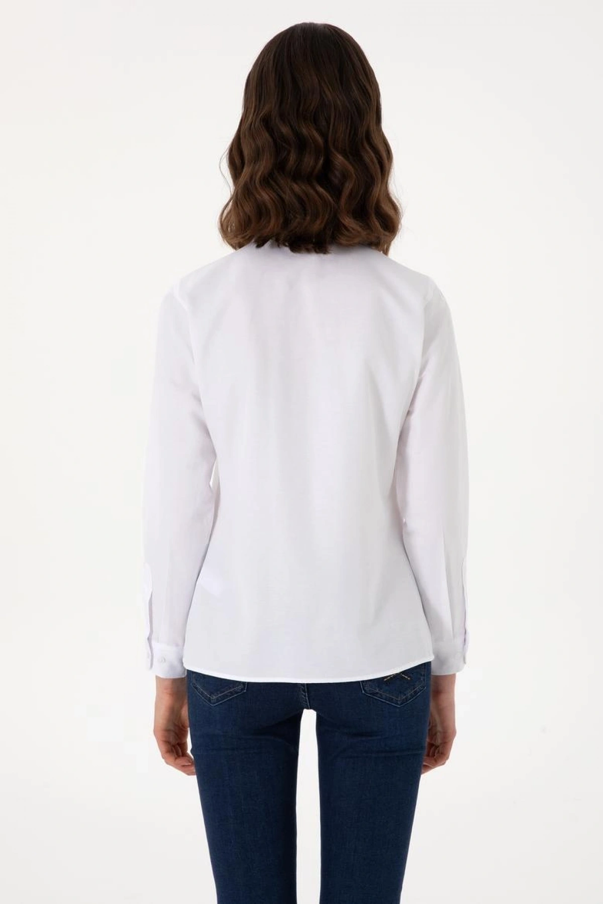 Kadın Beyaz Uzun Kollu Basic Gömlek