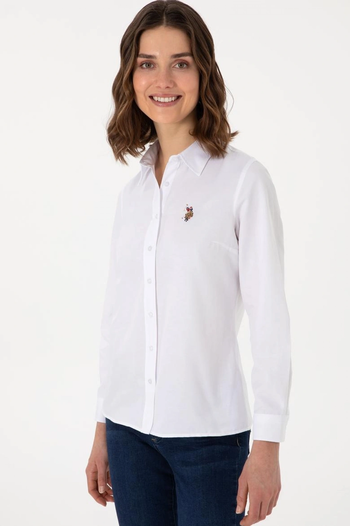 Kadın Beyaz Uzun Kollu Basic Gömlek
