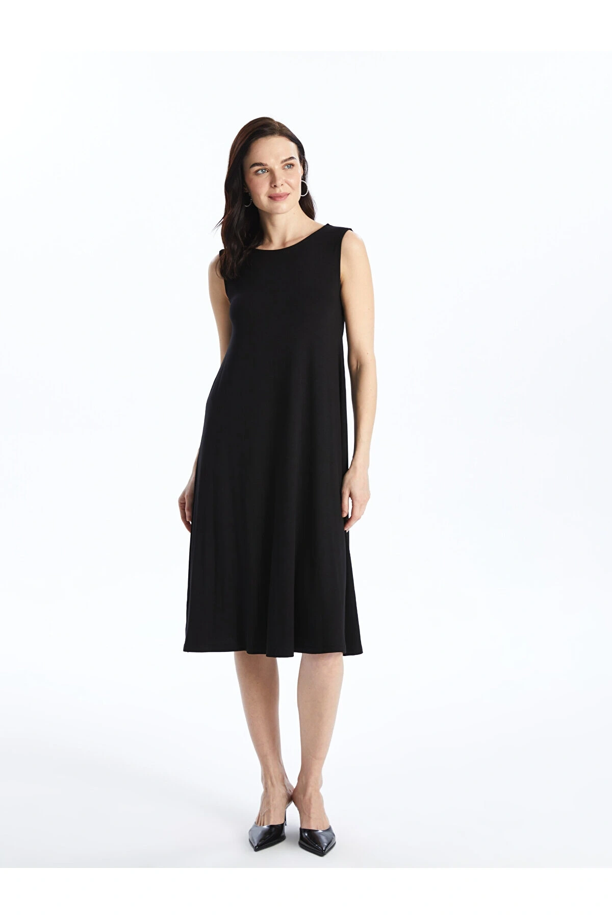 Kadın Bisiklet Yaka Düz Elbise