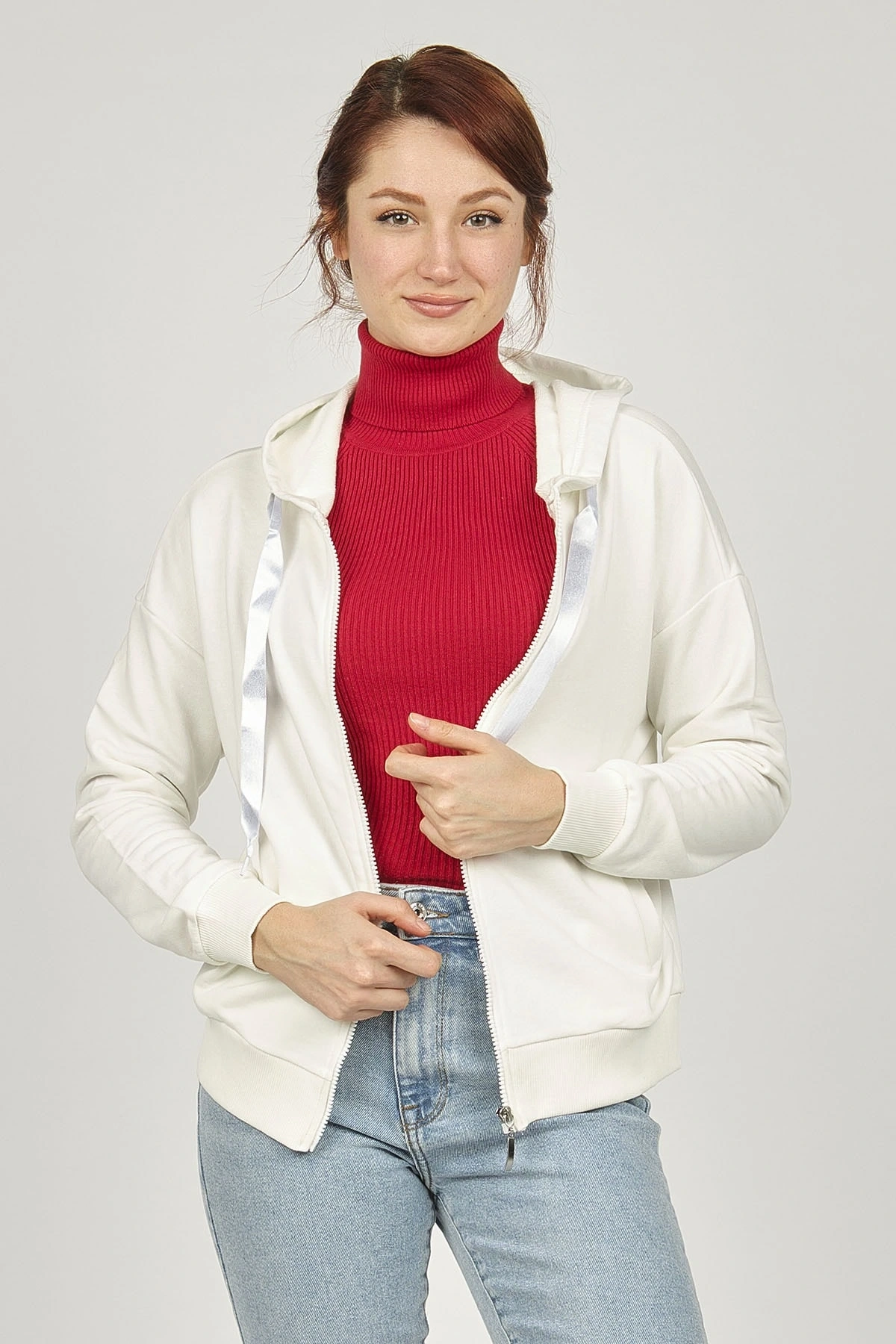 Kadın Kapüşonlu Sweatshirt 5370374 Ekru