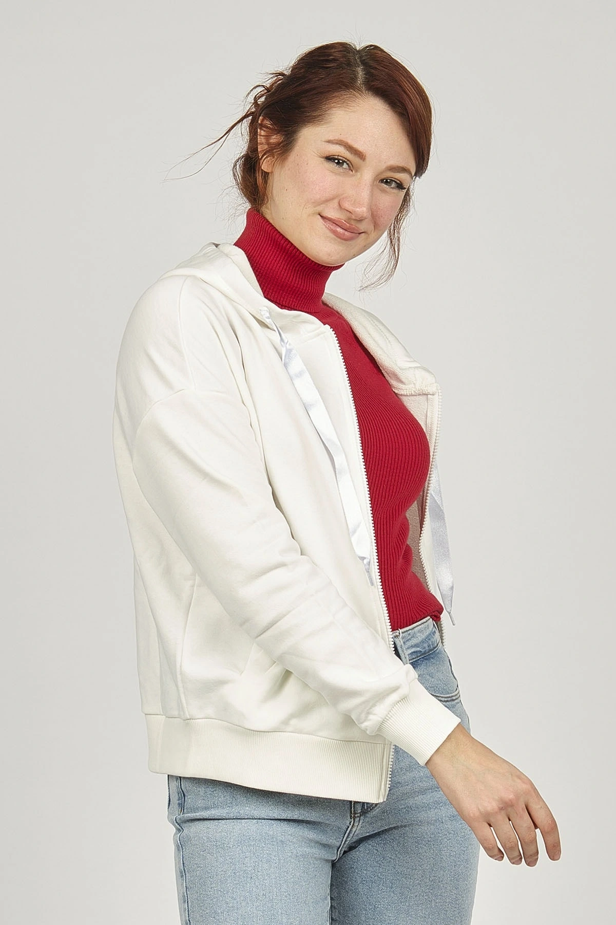 Kadın Kapüşonlu Sweatshirt 5370374 Ekru