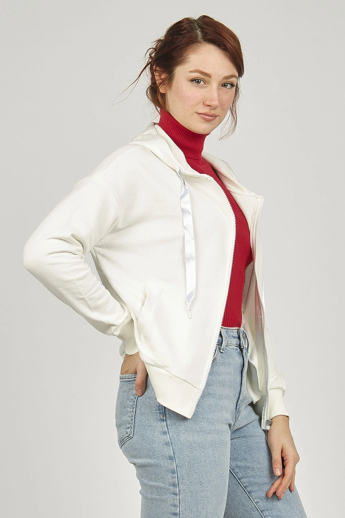 Kadın Kapüşonlu Sweatshirt 5370374 Ekru