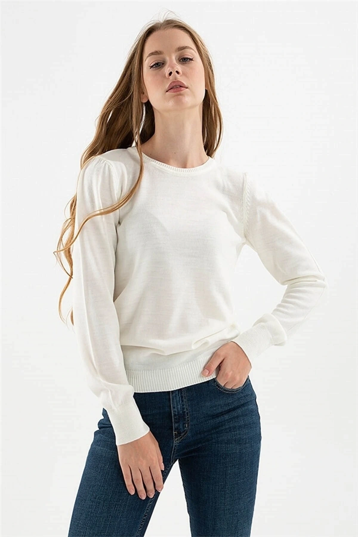 Kadın Kazak Ekru 22k0245k1