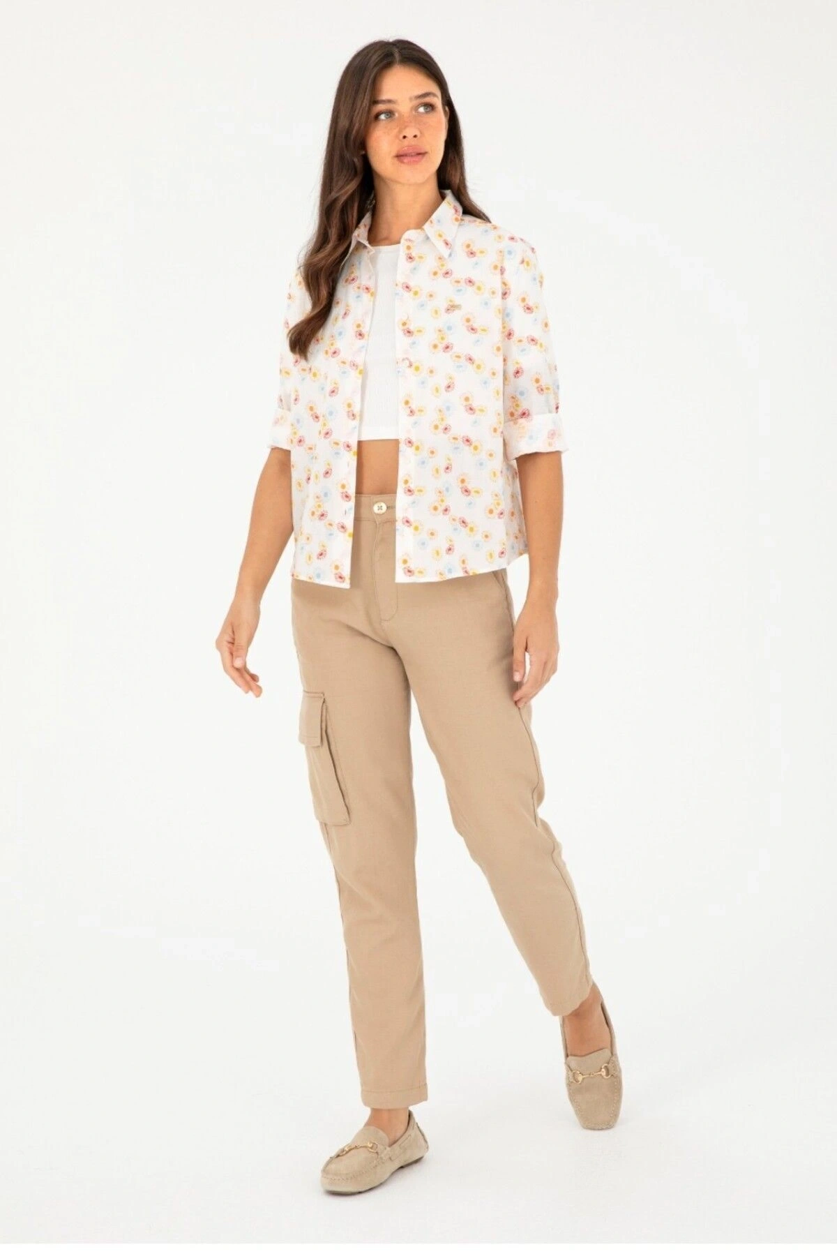 Kadın Kiremit Uzun Kollu Gömlek